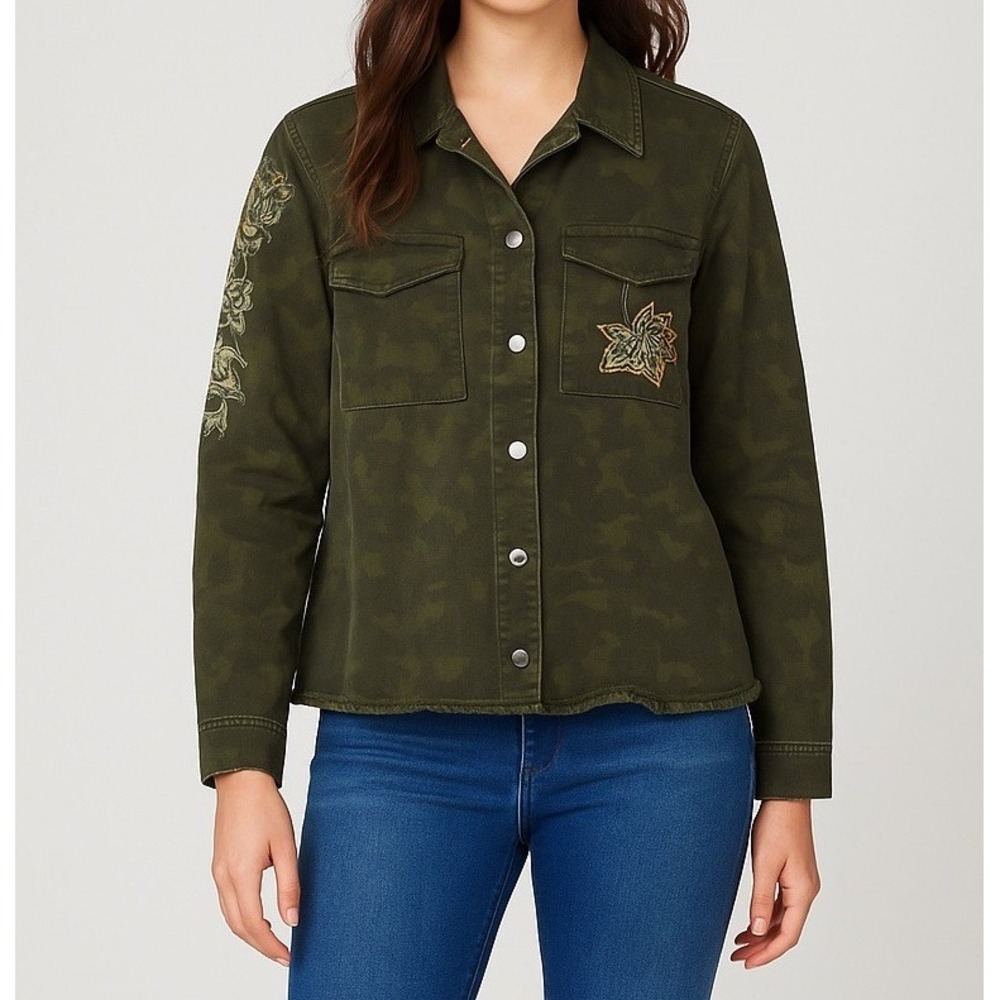 Vintage‎ American Blues Carmen Shirt Jacket Womens M Green Embroidered Western